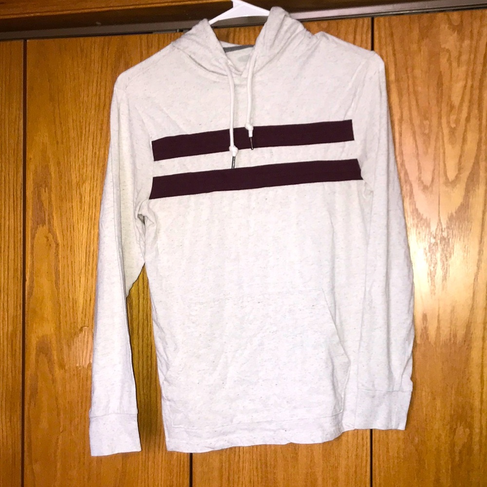 Old Navy white hoodie with two maroon stripes